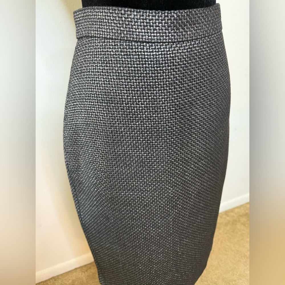 Banana Republic Dark Gray preppy Tweed Look pencil skirt lined zipper back 2 EC - Picture 4 of 10